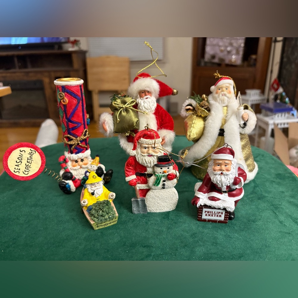 Santa Collection Ornaments, Figurines and Candlestick Holder Lot of 6